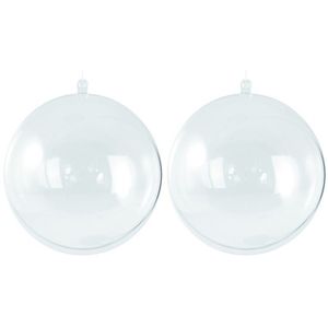 2x Transparante hobby/DIY kerstballen 8 cm