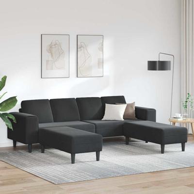 Bankstel 3 pcs Zwart Fluweel