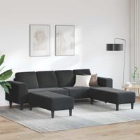 Bankstel 3 pcs Zwart Fluweel