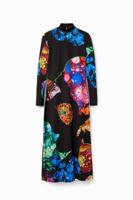 Slim fit midi-jurk met mineraalprint - BLACK - L