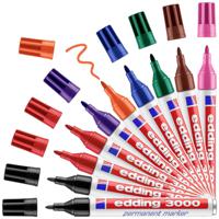 Edding 4-3000-10999 Permanent marker Zwart, Rood, Blauw, Groen, Oranje, Bruin, Violet, Roze Watervast: Ja - thumbnail