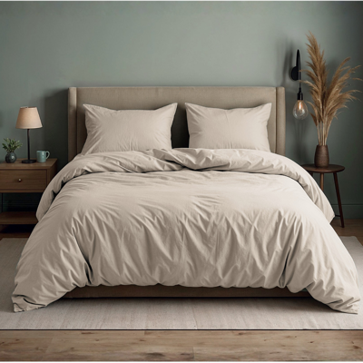 Sale: -50% | Dekbedovertrek Katoen Uni - Lichtgrijs - Eenpersoons (140x200 Cm) - Grijs Katoen - Effen - Sleeptime - Dekbed-Discounter.nl