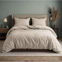 Sale: -50% | Dekbedovertrek Katoen Uni - Lichtgrijs - Eenpersoons (140x200 Cm) - Grijs Katoen - Effen - Sleeptime - Dekbed-Discounter.nl