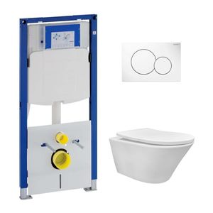 Geberit UP320 toiletset met Mueller Afesta mat wit randloos toilet met soft-close zitting