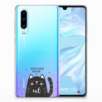 Huawei P30 Telefoonhoesje met Naam Cat Good Day - thumbnail