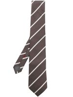 Brunello Cucinelli cravate en satin à rayures - Marron