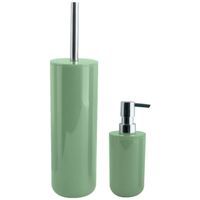 MSV Toiletborstel in houder 38 cm/zeeppompje set Moods - kunststof - groen - Badkameraccessoireset - thumbnail