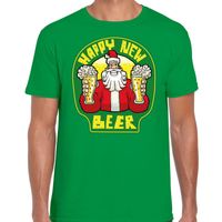 Fout Nieuwjaar / Kerstshirt happy new beer / bier groen heren - thumbnail