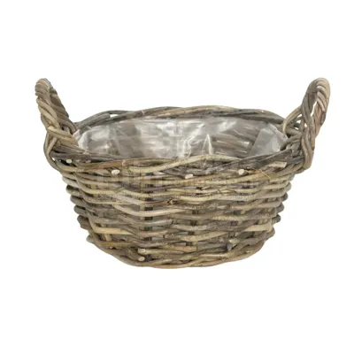 Plantenmand Rotan Antiek Grijs Ø35cm