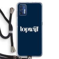 Topwijf Navy: Motorola Moto G9 Plus Transparant Hoesje met koord