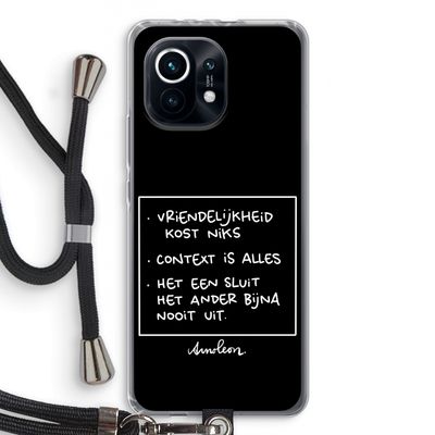 Mijn Motto's: Xiaomi Mi 11 Transparant Hoesje met koord