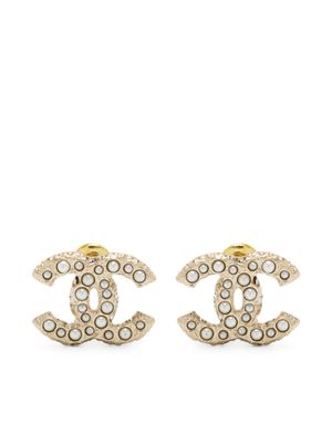 CHANEL Pre-Owned boucles d'oreilles à perle artificielle CC (années 2000)