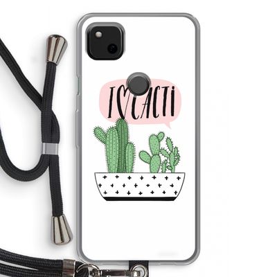 I love cacti: Pixel 4a Transparant Hoesje met koord