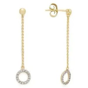 Glow 208.0631.00 Oorhangers geelgoud-zirconia wit 35 mm