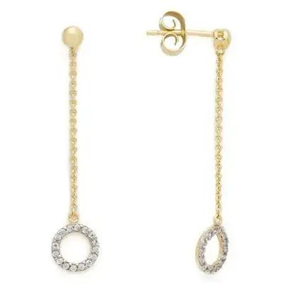 Glow 208.0631.00 Oorhangers geelgoud-zirconia wit 35 mm