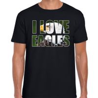 Tekst t-shirt I love eagles met dieren foto van een arend vogels zwart voor heren