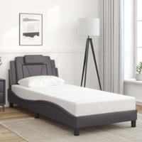 Bedframe met hoofdbord kunstleer grijs 90x200 cm