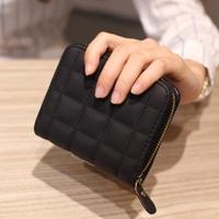 Vrouwen korte rits schattig Coin Purse mini portemonnee (zwart)