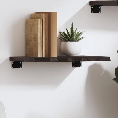 Wandschap 40x20x2 cm behandeld massief eikenhout donkerbruin