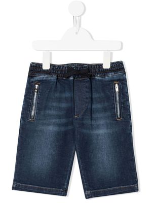 Dolce & Gabbana Kids short en jean à lien de resserrage - Bleu