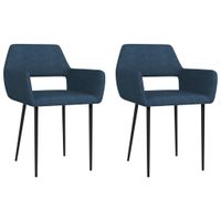 vidaXL Eetkamerstoelen 2 st stof blauw - thumbnail