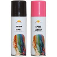 Carnaval verkleed haar verf/spray - zwart en roze - spuitbus - 125 ml