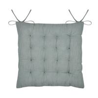 Stof Textile stoelkussen Coline - mintgroen - 38 x 38 x 4 cm - touwtjes sluiting