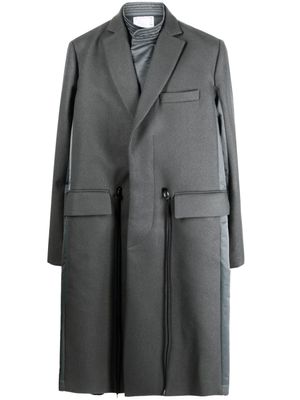 sacai trench en laine à lien de resserrage - Gris