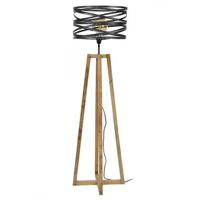 Vloerlamp Twist - Houten Kruisframe - 41x41x135 - Zwart