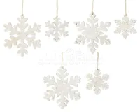 Kerstornament Sneeuwvlok Triplex Wit Assorti 2st