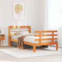 Bedframe met hoofdbord massief grenenhout wasbruin 75x190 cm