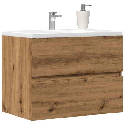 Badkamerkast 60x38,5x45 cm bewerkt hout artisanaal eikenkleurig