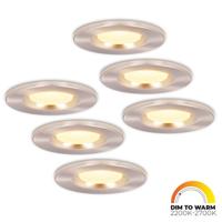 Set van 6 Venezia LED inbouwspots - 6 Watt 460lm - Dim to warm - Rond - Dimbaar - IP65 waterdicht - RVS - Voor binnen, buiten en badkamer