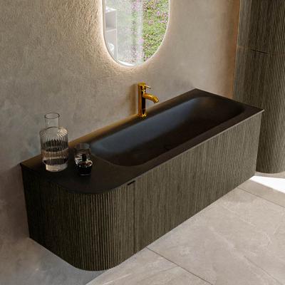 Badmeubel Mondiaz Kurve | 125 cm cm | Meubelkleur Shadow | Wastafelkleur Urban | Solid surface | Wasbak rechter zijde spoelbak | 1 kraangat
