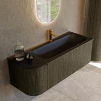 Badmeubel Mondiaz Kurve | 125 cm cm | Meubelkleur Shadow | Wastafelkleur Urban | Solid surface | Wasbak rechter zijde spoelbak | 1 kraangat