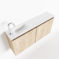 Toiletmeubel Mondiaz Ture | 100 cm | Meubelkleur Washed oak | Eden wastafel Talc Links | 1 kraangat