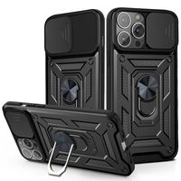 iPhone 14 hoesje - Backcover - Rugged Armor - Camerabescherming - Extra valbescherming - TPU - Zwart - thumbnail
