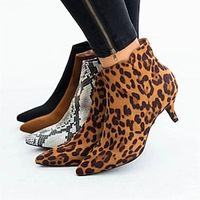 Dames Laarzen Grote maten Hak Laarzen Feest Kantoor Dagelijks Effen Kleur Kleine hak Naaldhak Gepuntte Teen Elegant Casual minimalisme Imitatieleer Rits Luipaard Snake patroon Zwart Lightinthebox