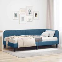 Hoekbedframe met matras Blauw 90 x 200 cm Fluweel