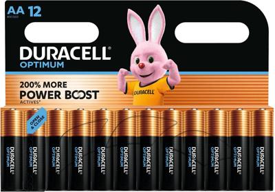 Duracell batterij Optimum AA, blister van 12 stuks