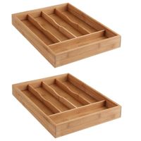 Set van 2x stuks bestekbakken/keuken organizers 5-vaks bamboe hout