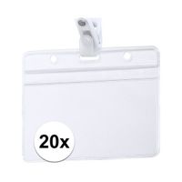 Multipack van 20x ID badgehouder met bevestigings clipje 11,5 x 9,2 cm