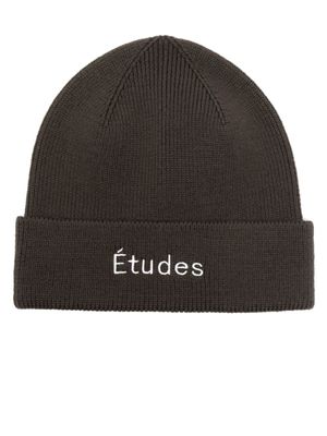 Études Studio bonnet en laine à logo brodé - Vert