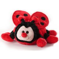 Inware Pluche lieveheersbeestje - knuffel beestje - rood/zwart - staand - 20 cm