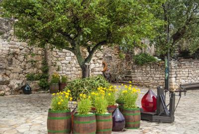 Tuinschilderij bloemen vaten 130x70 - Customize it