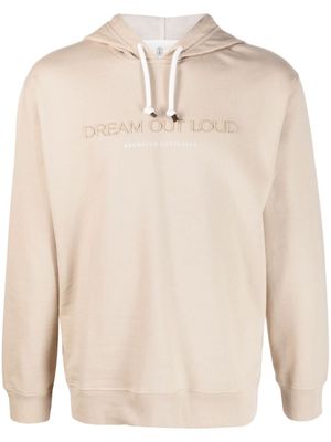 Brunello Cucinelli hoodie à slogan brodé - Tons neutres