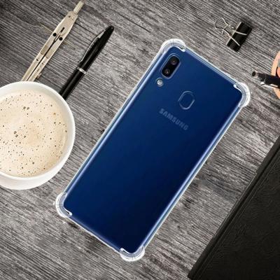Voor Galaxy A30 vierhoek anti-drop ultradunne transparante TPU telefoon geval (transparant)