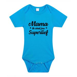 Mama superlief cadeau baby rompertje blauw jongens