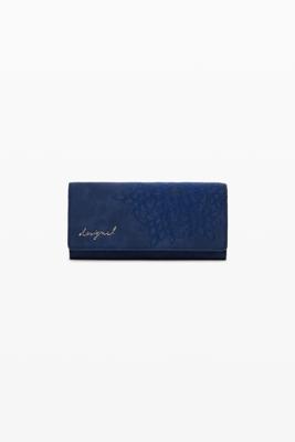 Middelgrote portemonnee met borduursels in leerlook - BLUE - U