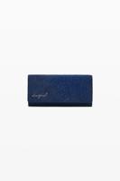 Middelgrote portemonnee met borduursels in leerlook - BLUE - U